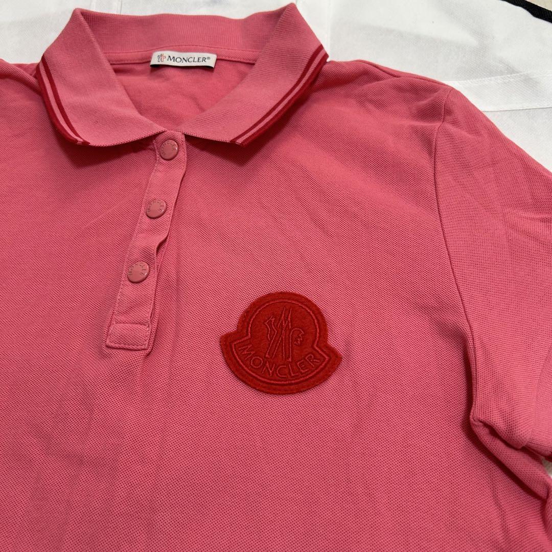 美品】MONCLER モンクレール ポロシャツ ピンク L 美品】MONCLER モンクレール ポロシャツ ピンク L