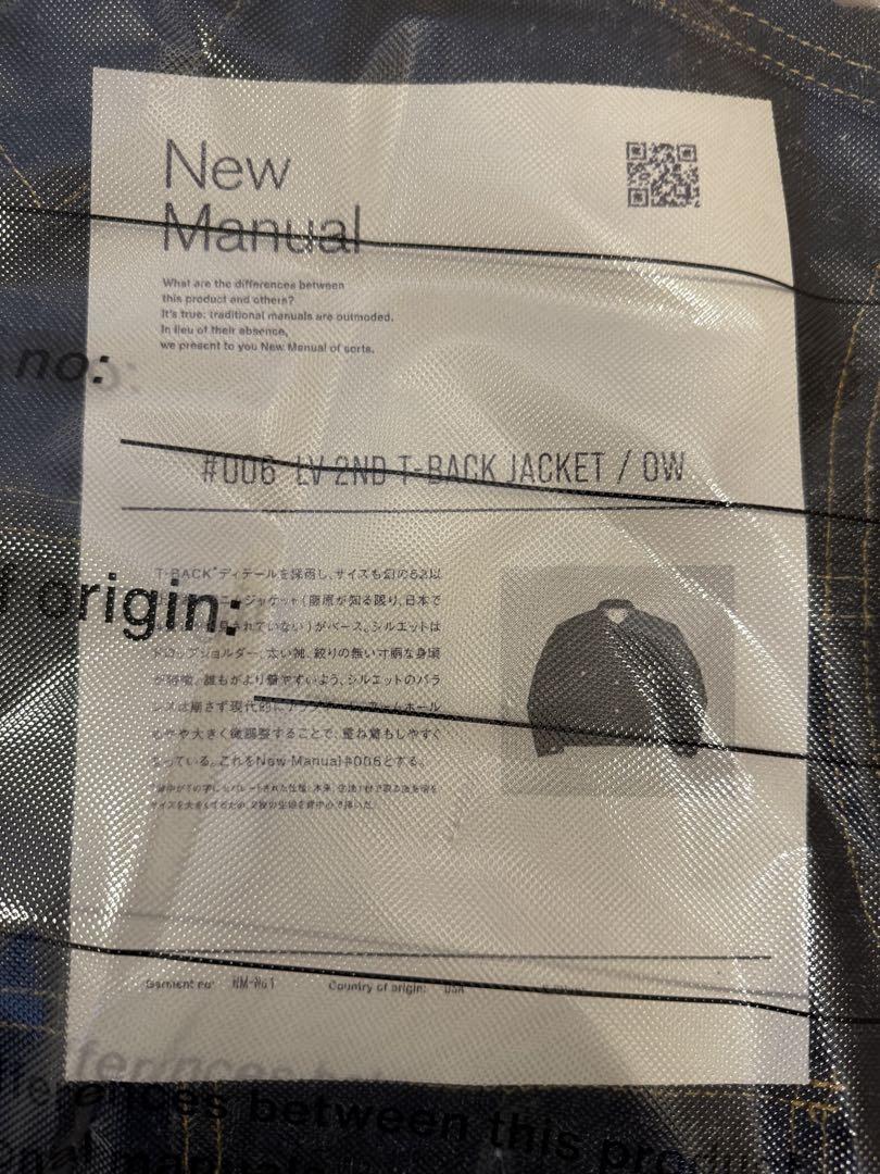 ジャケット・アウター New Manual #006 LV 2ND T-BACK JACKET OW