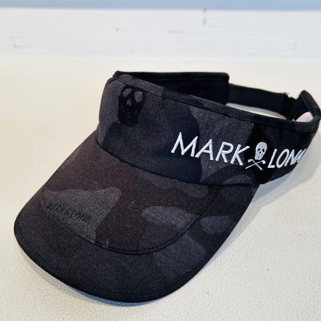 MARK & LONA サンバイザー カモフラージュ 黒 ゴルフ 刺繍ロゴ入り