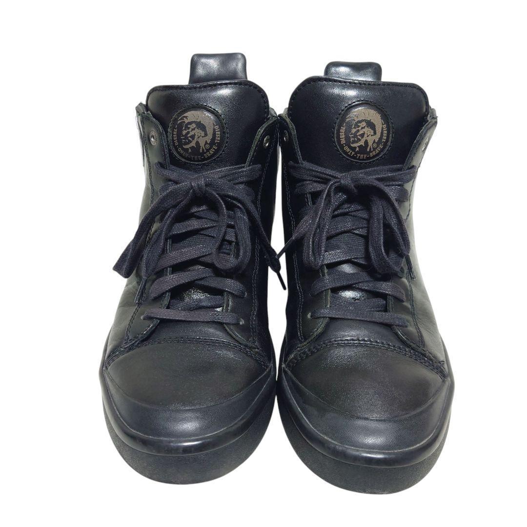 DIESEL レザー サイドジップ ハイカット スニーカー 黒 26.5