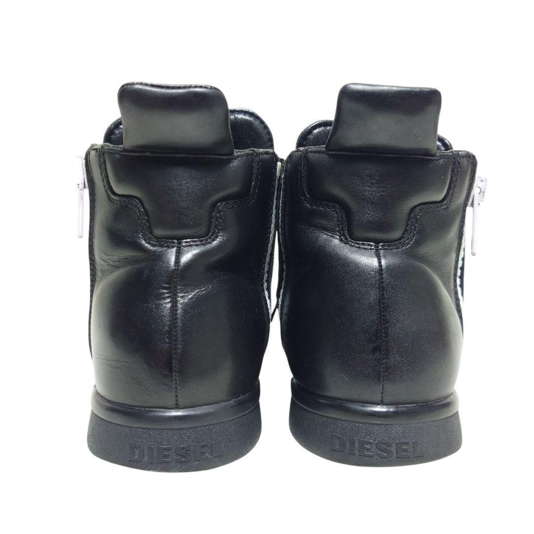 DIESEL レザー サイドジップ ハイカット スニーカー 黒 26.5
