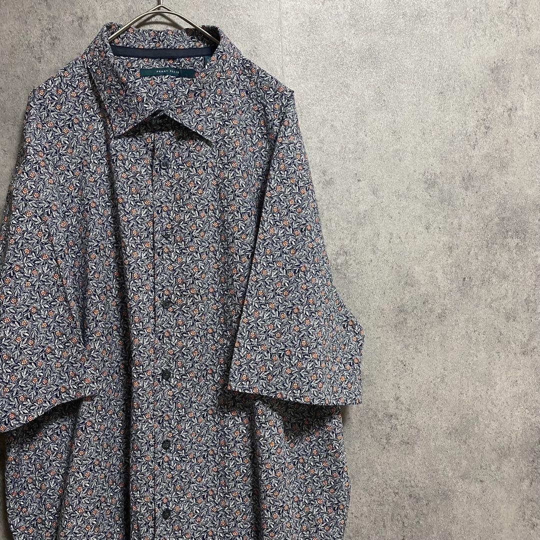 00s 半袖　柄シャツ　メンズXL 綿　古着　個性派