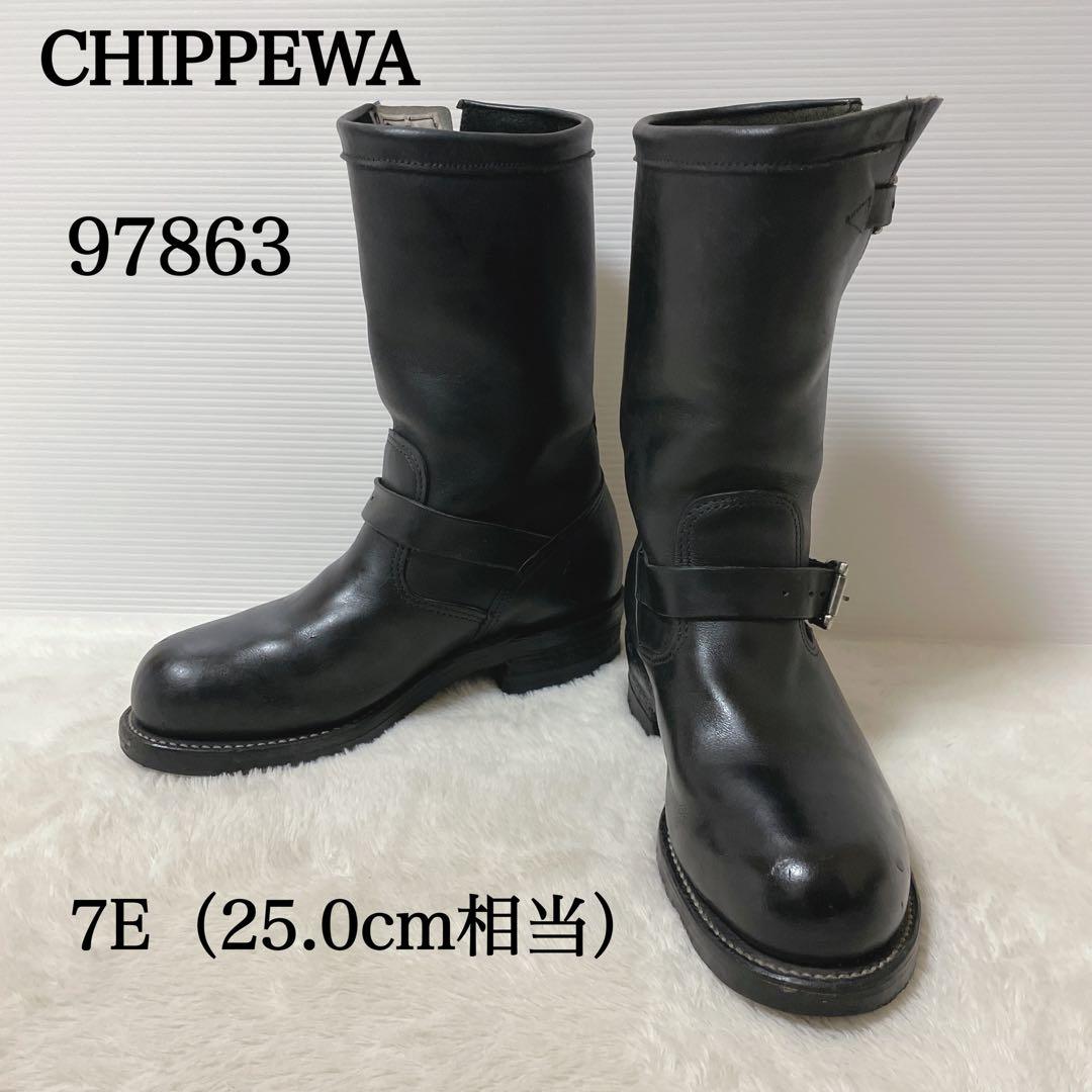 Chippewa エンジニアブーツ 97863 ブラック7E 25.0cm25cm Chippewa