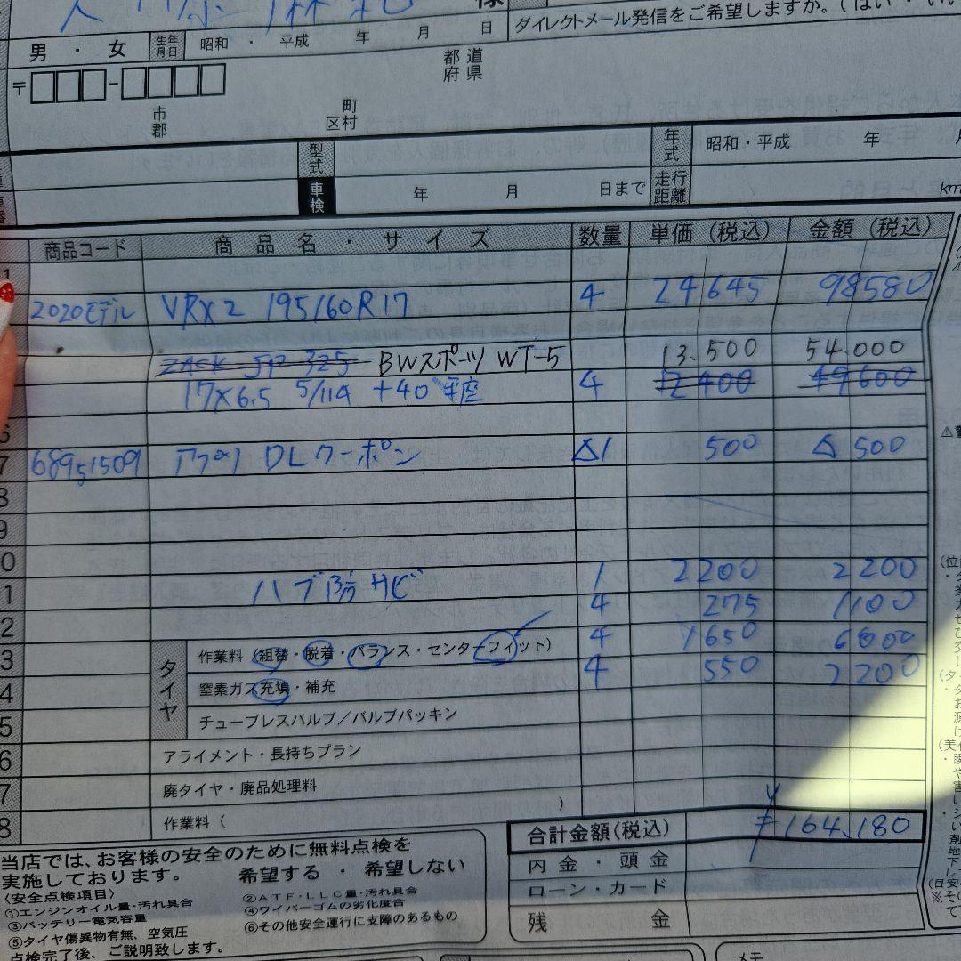 VRX2 195/60R17 タイヤ・ホイールセット