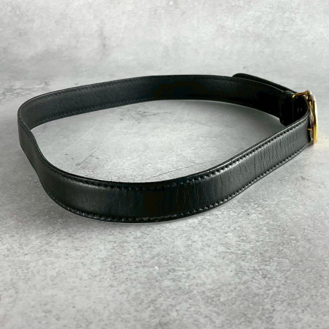 美品　GUCCI ブラックレザーベルト リバーシブル レザー ベルト（ダブルG バックル）ブラック