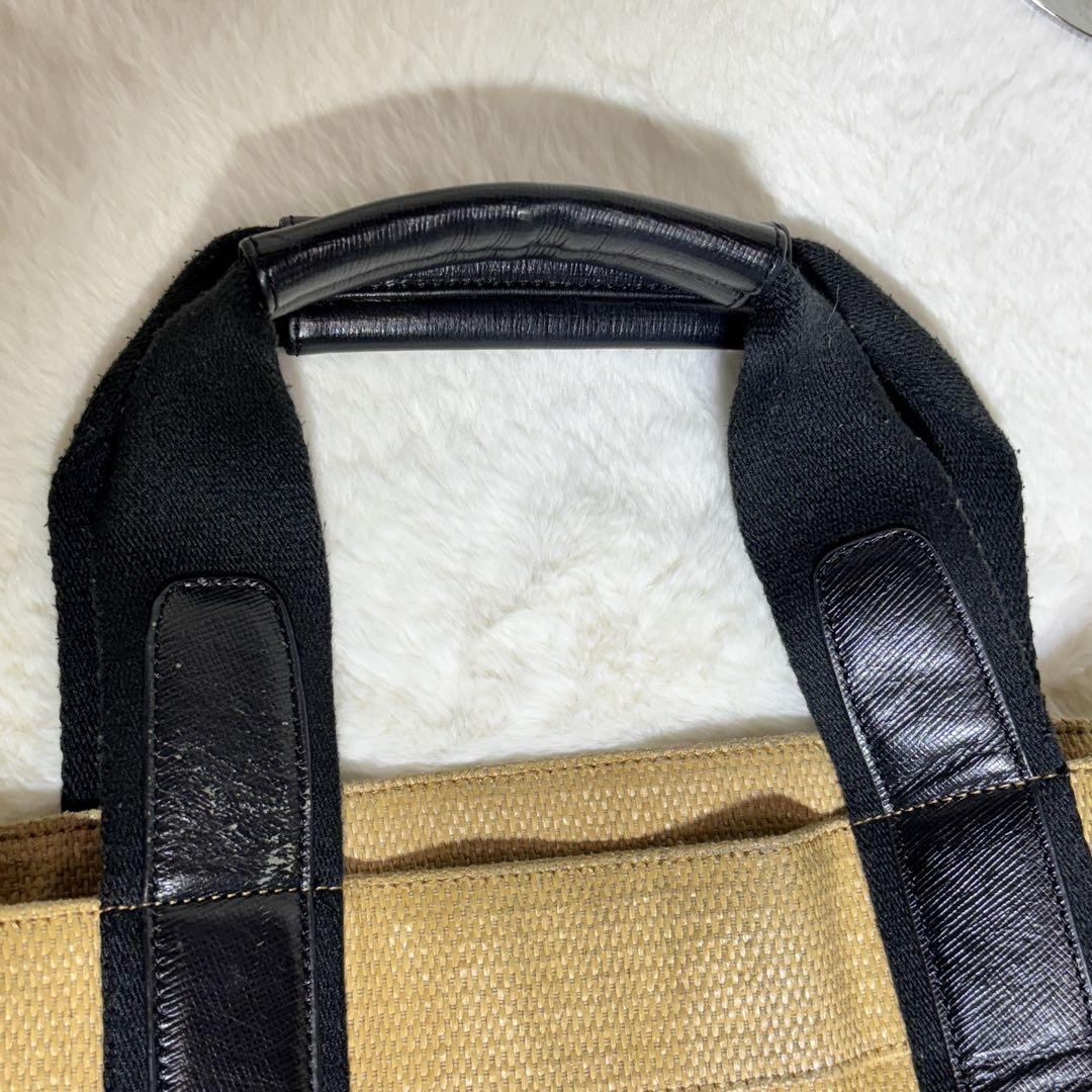TORY BURCH トリーバーチ トートバッグ 巾着付き ストロー×レザー