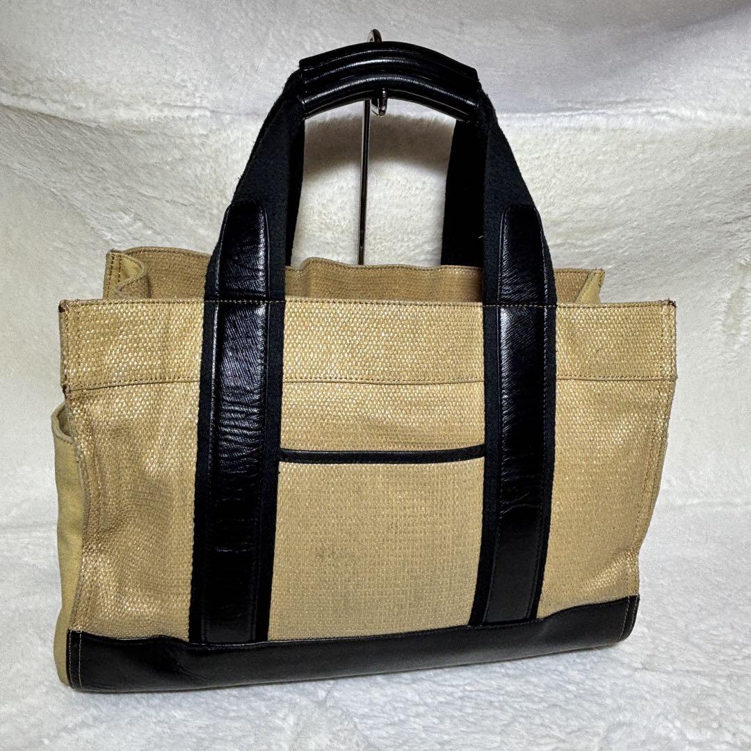 TORY BURCH トリーバーチ トートバッグ 巾着付き ストロー×レザー