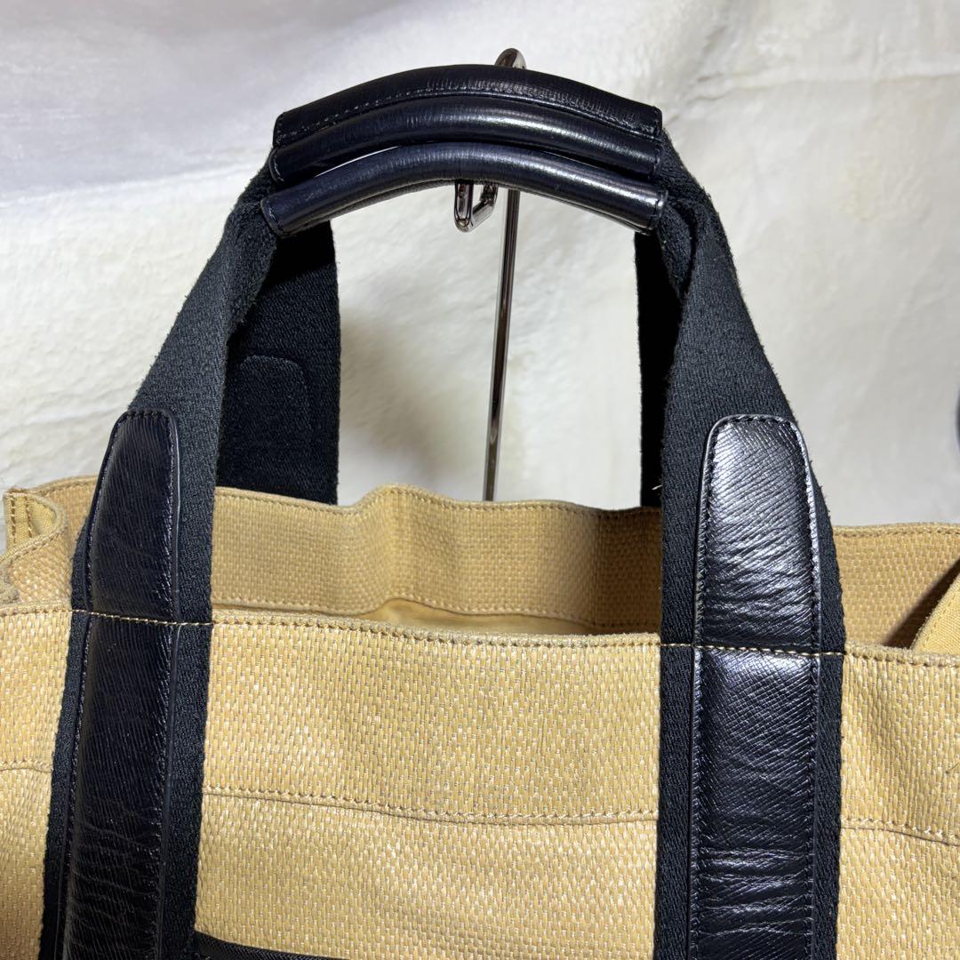 TORY BURCH トリーバーチ トートバッグ 巾着付き ストロー×レザー