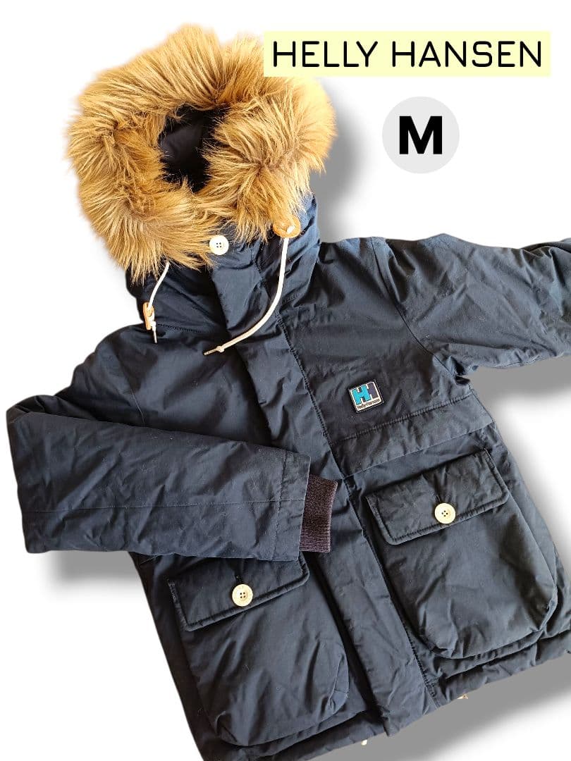 HELLY HANSEN ダウンジャケット ファー 取り外し M ネイビーM HELLY HANSEN
