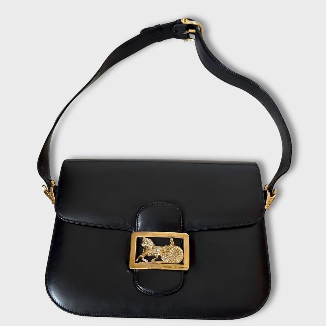 希少 極美品 オールドセリーヌ ヴィンテージ ショルダーバッグ 馬車金具