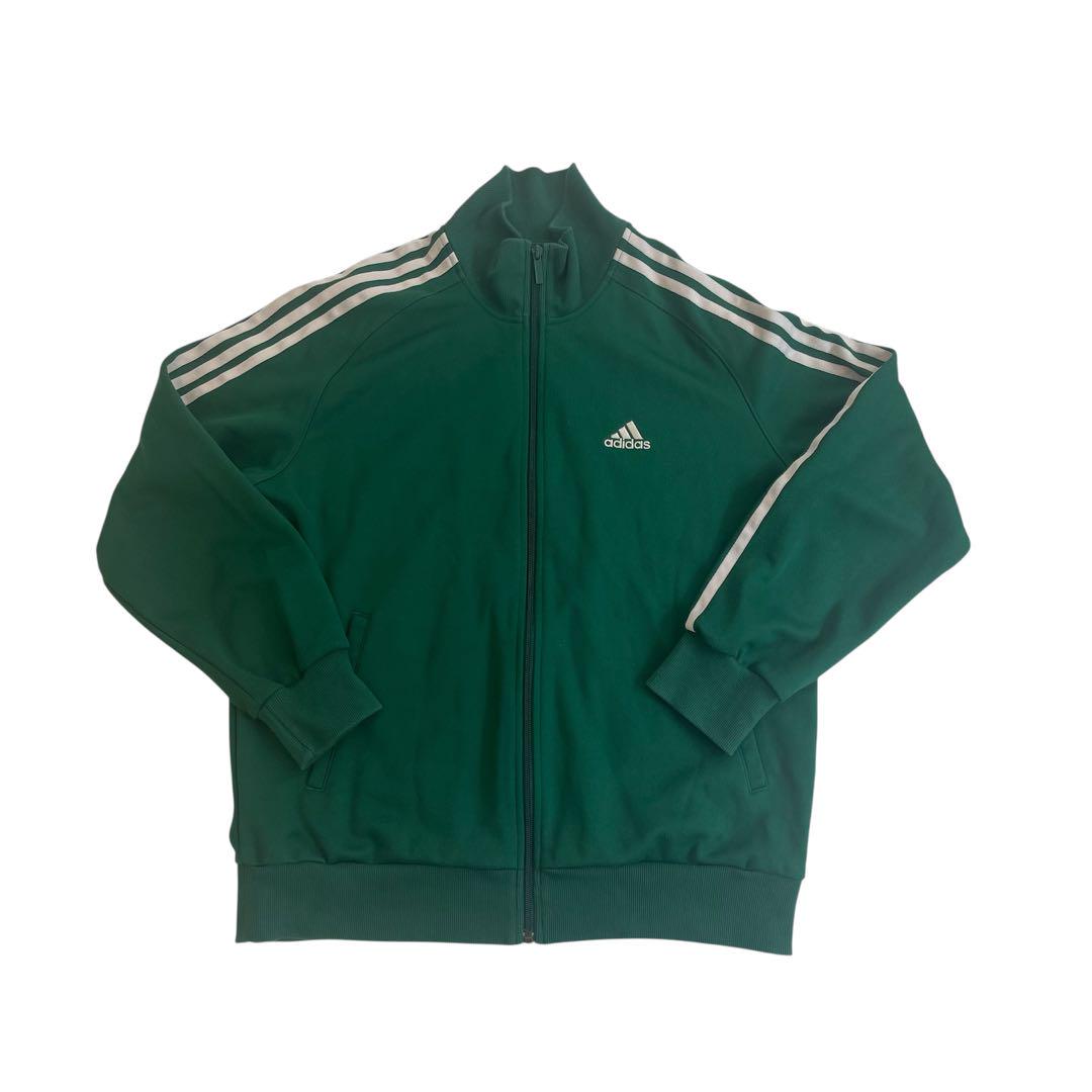 極美品！ adidas リーフ柄 総柄 トラックジャケット　刺繍ロゴ 極美品！ adidas リーフ柄 総柄 トラックジャケット 刺繍ロゴ
