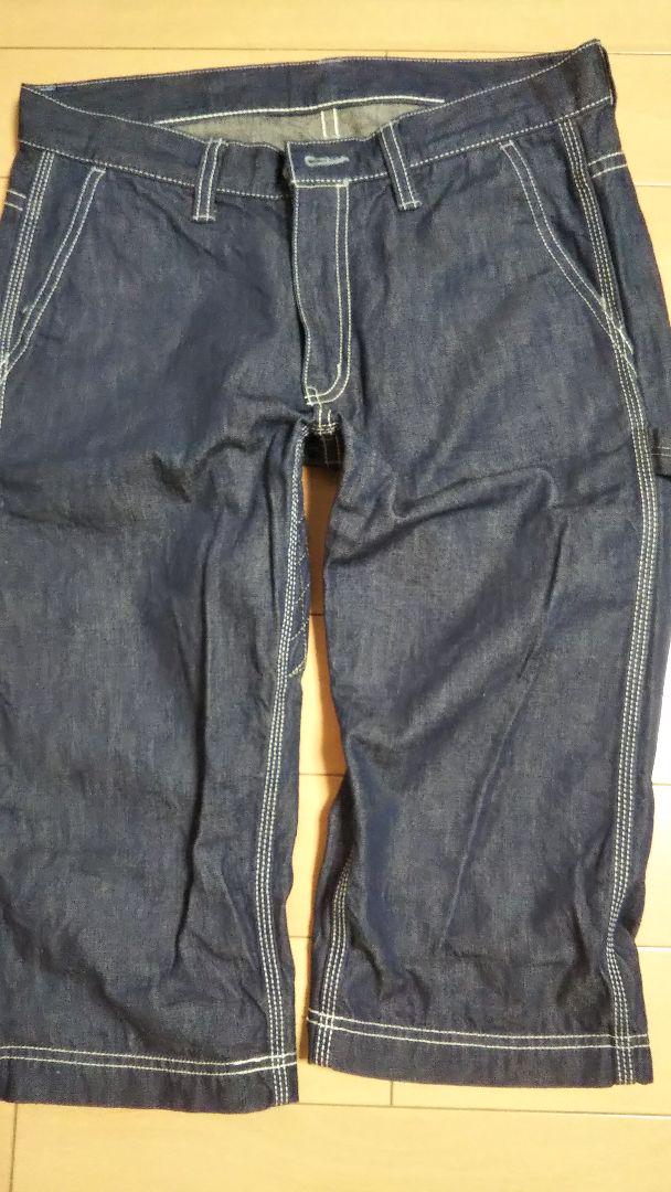 人気の雑貨がズラリ！ 濃紺 ダブルヒップクロップド ショートパンツ 桃太郎ジーンズ パンツ