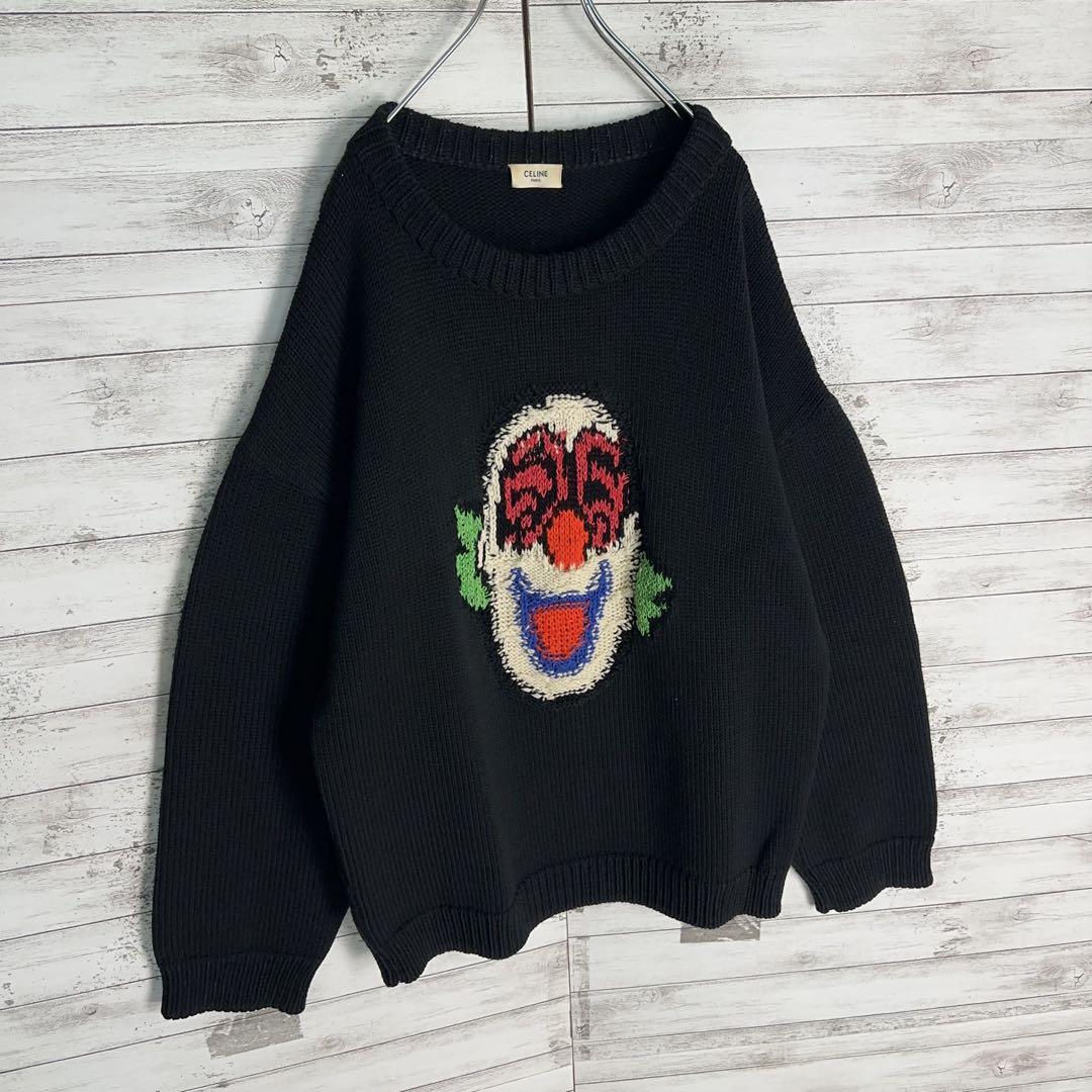 #特別セール【❤️メルヘン88❤️】黒ニットセーター　ウール10% 10377【美品・近年モデル】セリーヌ☆Lサイズピエロ黒ニット
