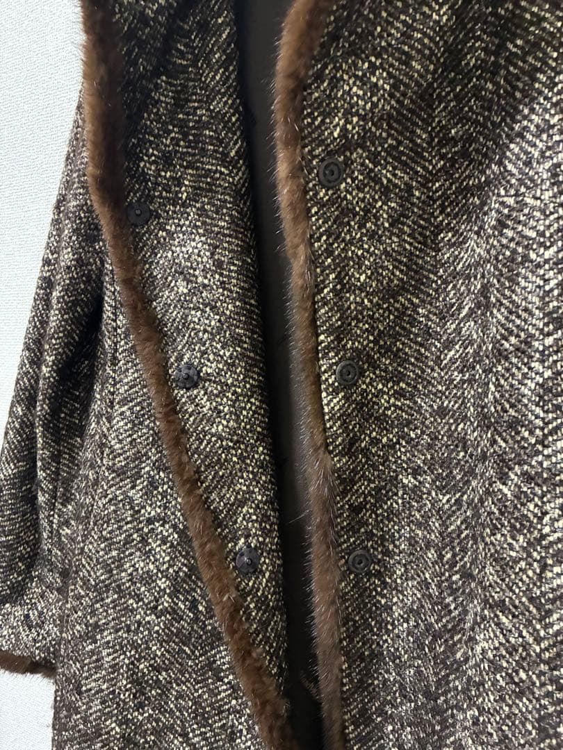 マックスマーラ コート ツィード ファー(ミンク) サイズ 38 MaxMara マックスマーラ コート ツィード ファー(ミンク) サイズ 38 MaxMara