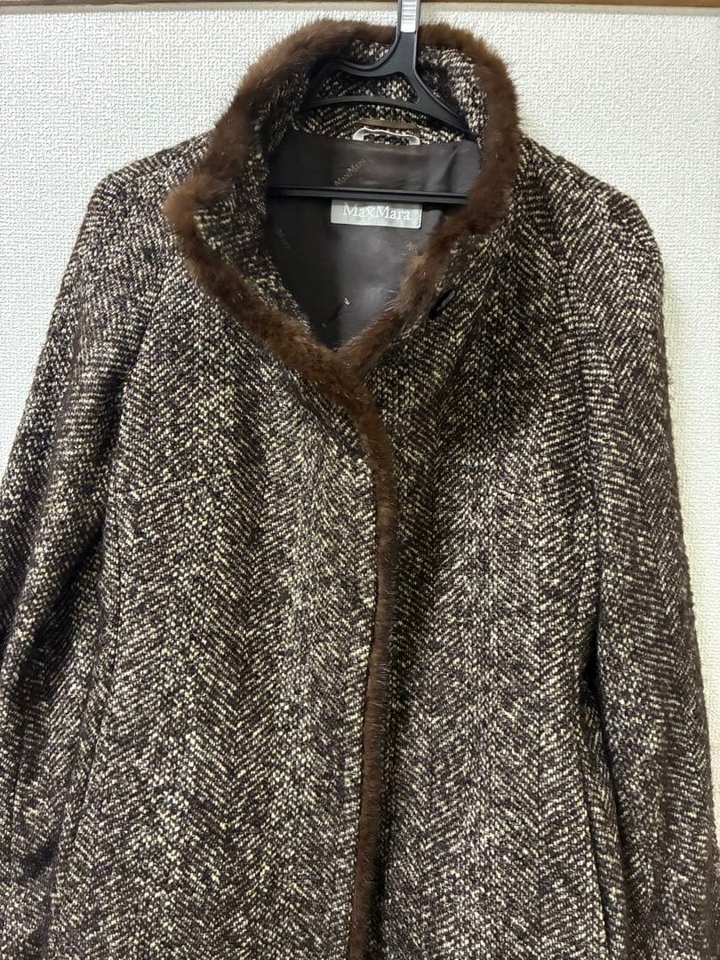 マックスマーラ コート ツィード ファー(ミンク) サイズ 38 MaxMara マックスマーラ コート ツィード ファー(ミンク) サイズ 38 MaxMara