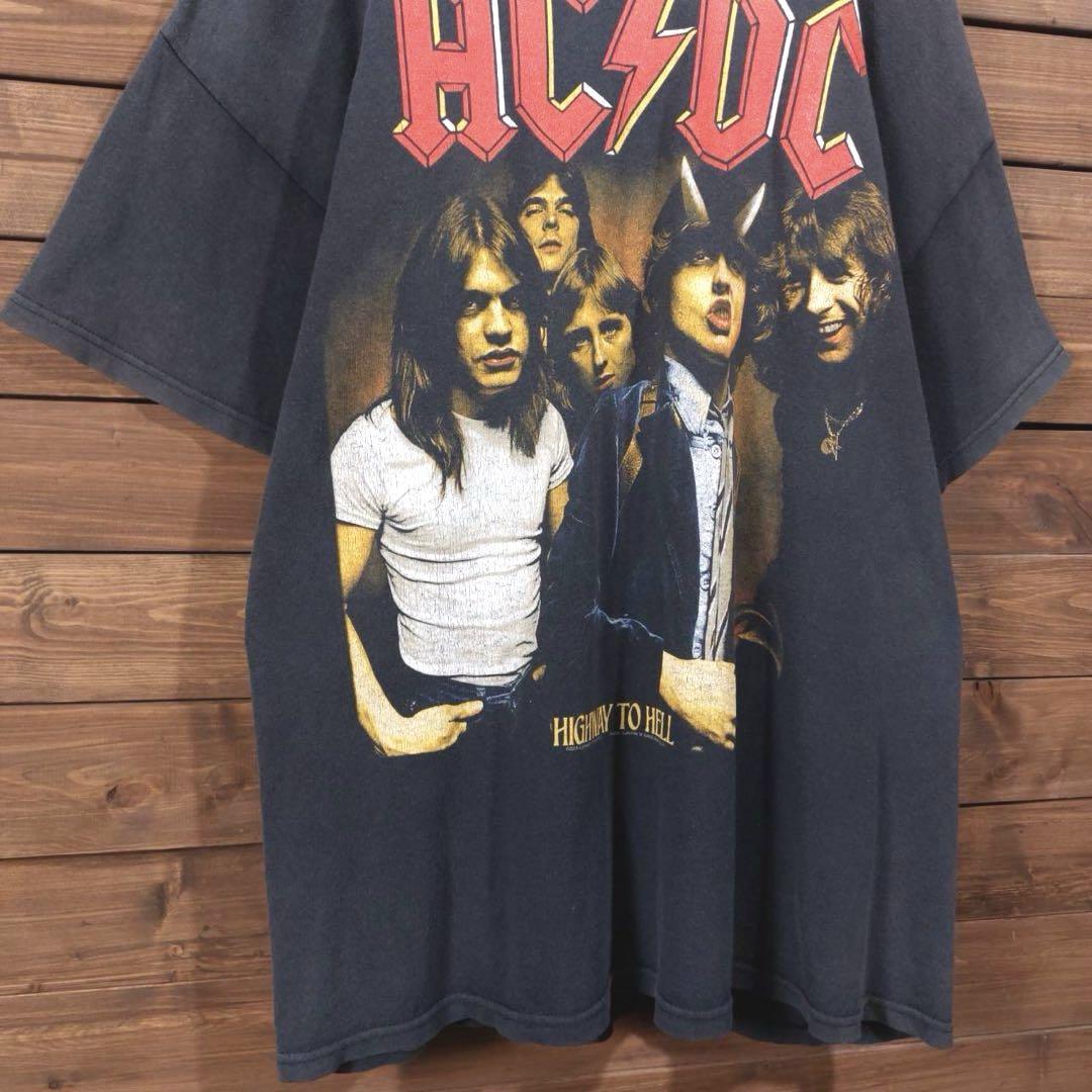 00s ACDC Highway to Hell フェードTシャツ墨黒 ブラック