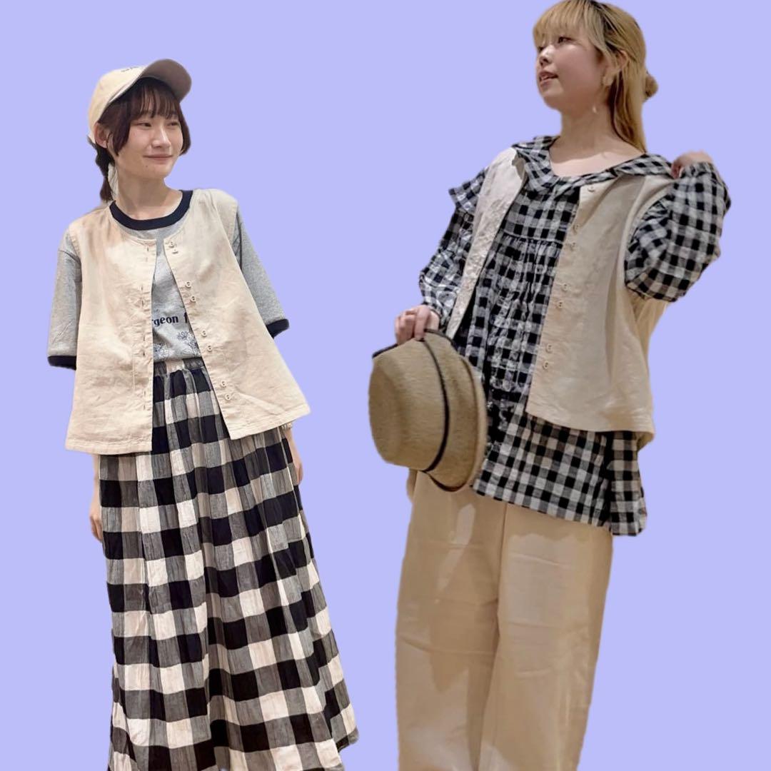 新品未使用☆ベージュ☆ 【Cross×Linen】並びボタンベスト