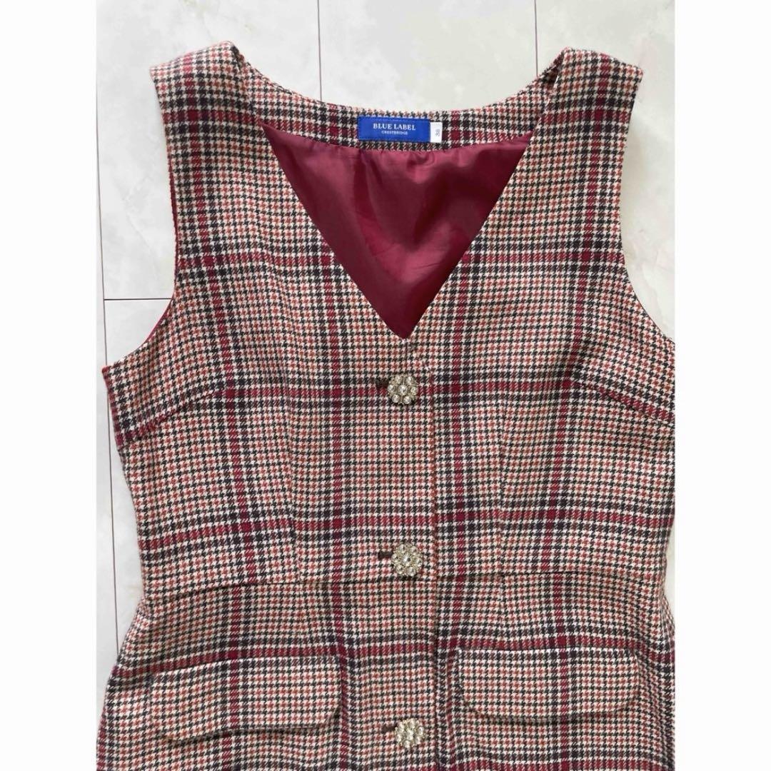 BURBERRY BLUE LABEL ノースリーブひざ丈ワンピース チェック柄