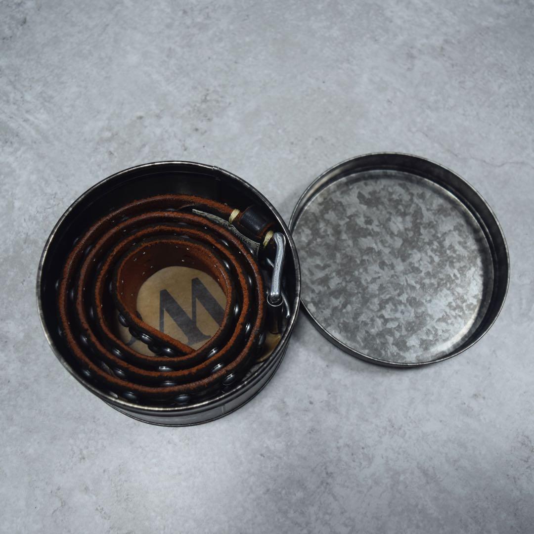 美品 VINTAGE WORKS スタッズベルト 茶芯 黒 DH5550 日本製