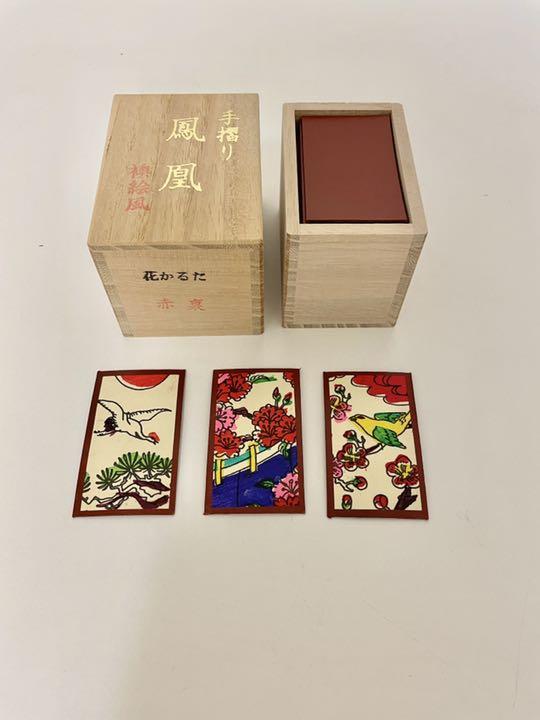 松井天狗堂　鳳凰　手刷り　襖絵風　白地　赤裏　花札　花かるた