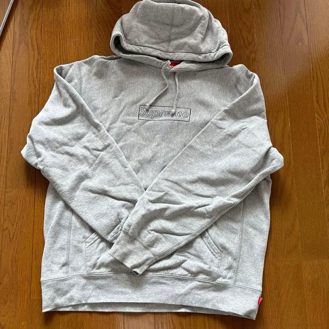 Supreme box logo グレー フード付きパーカー