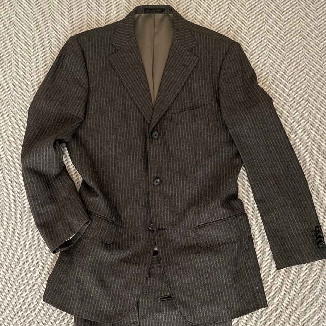 美品 SHIPS エルメネジルドゼニア 3B ストライプスーツ グレー ウール