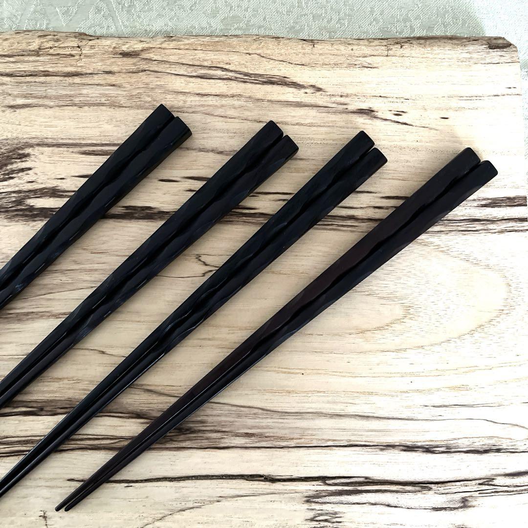 m୨୧˖さま専用　黒檀　箸　手作り　4膳セット