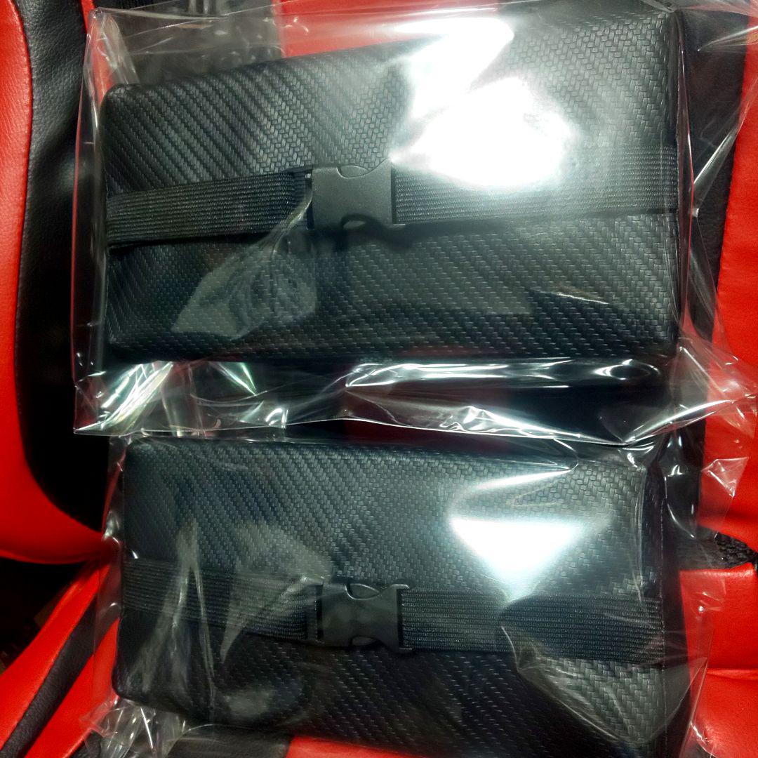 ハ*ー様 〓新品〓2個セット〓アルファード専用ネックパッド〓カーボンレザー刺繍仕