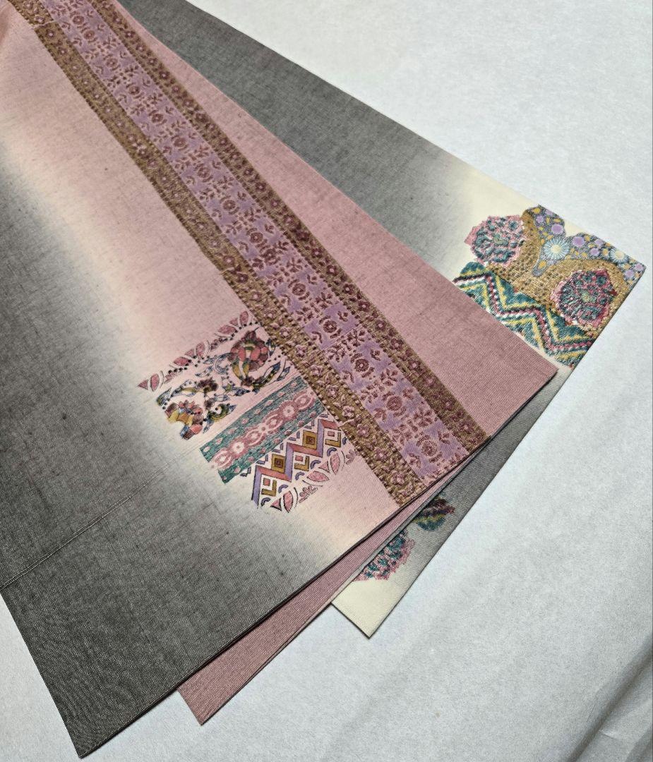 新品❤本場結城玉紬 版画模様袋帯 「重なりゆく夢模様