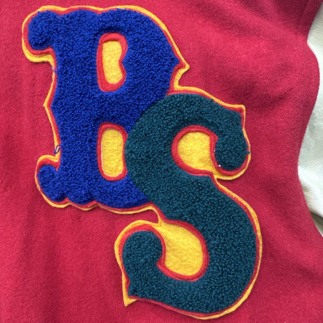 赤/クリーム色 BS 刺繍 スタジャン　ホットスタッフ　サイズＬ