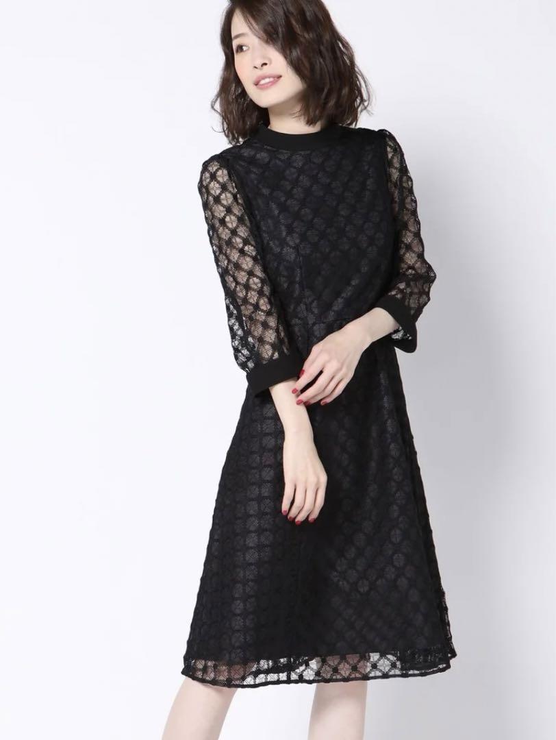 美品 ketty ケティ レーススタンドカラーワンピース L ブラック ドレス 一度のみ着用】ketty レーススタンドカラーワンピース S(01)ブラック
