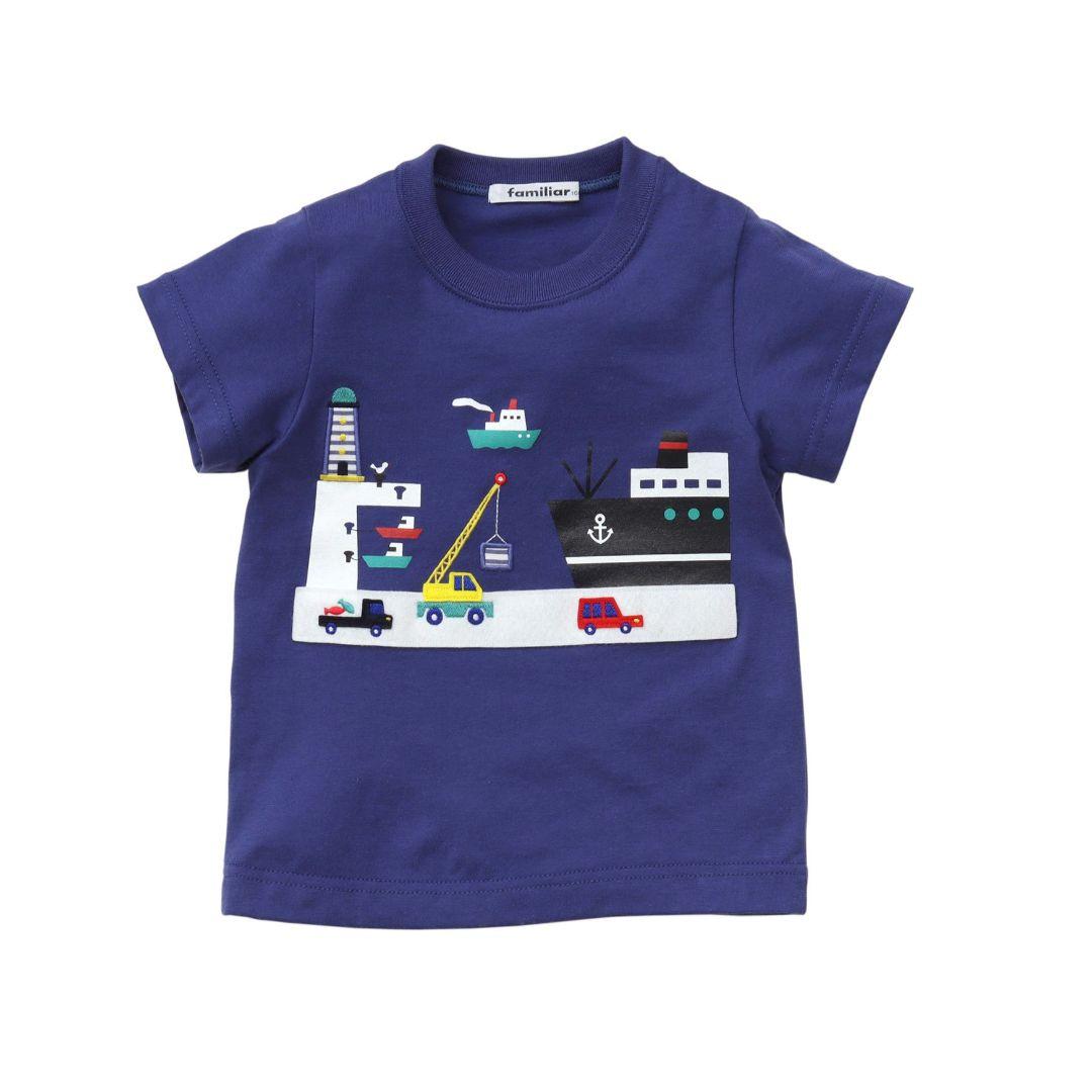 【新品タグ付き】ファミリア Tシャツ 半袖 120cm 車 船 海トップス