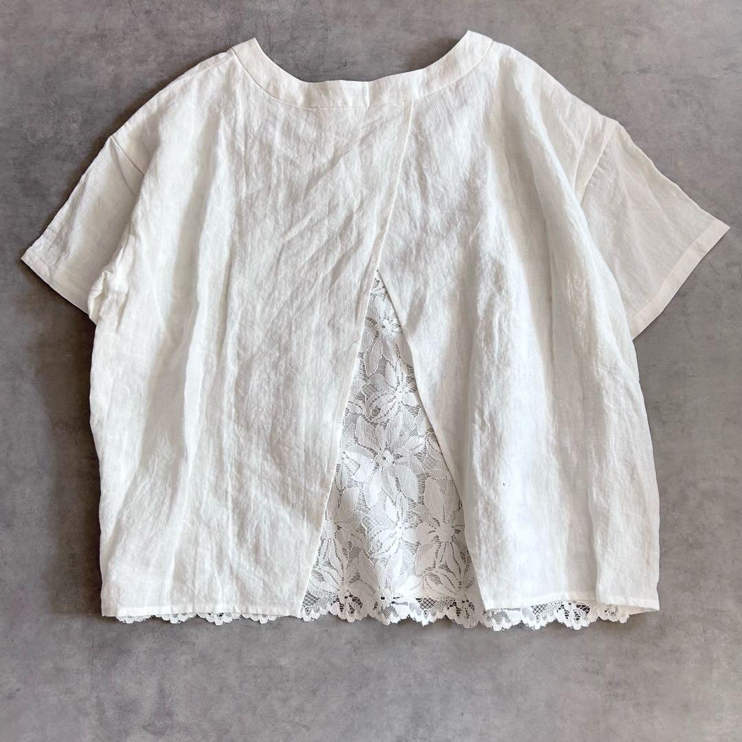 BEARDSLEY 後ろレースリネンプルオーバーブラウス BEARDSLEY（ビアズリー）の「《ビアズリー》後ろレースリネン