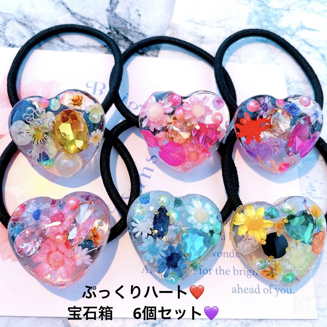 ヘアゴム レジン 3.2cm丸型 ミニ薔薇と天然石タイガーアイ