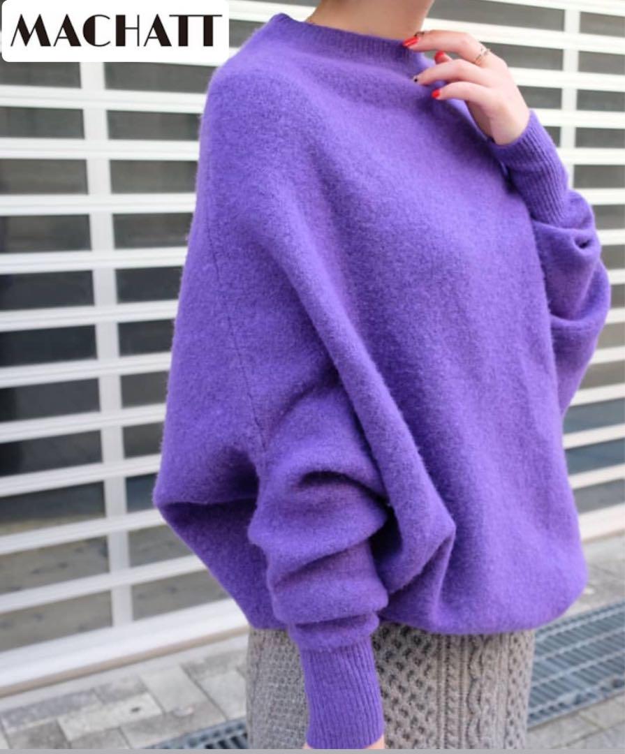 日本全国送料無料商品 特集 MACHATT パープル アシンメトリーニット ヤク素材 マチャット ニット+セーター