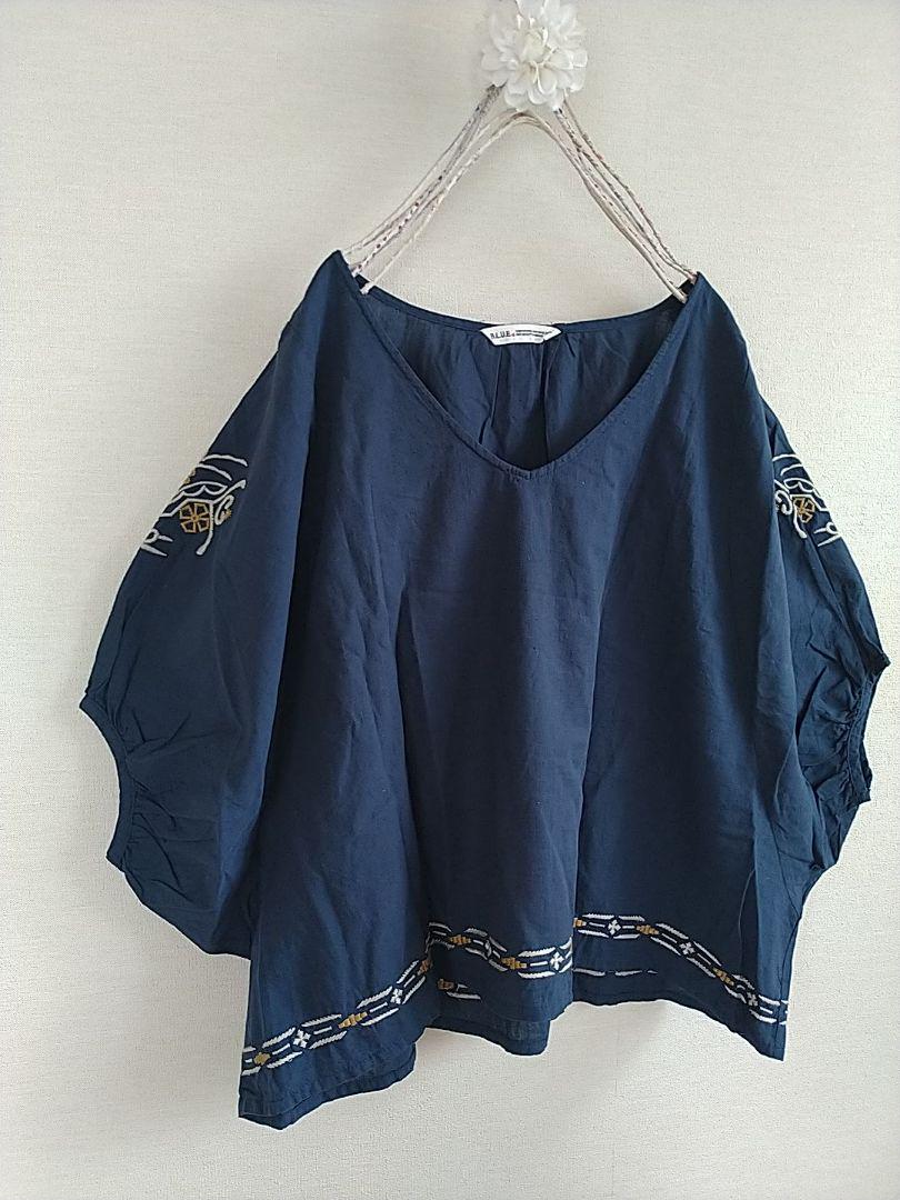 購入不可あっちゃん様専用 BLUE綿麻オリエンタル系刺繍が可愛いプルオーバー AK4Ib-m16365790429 新作入荷