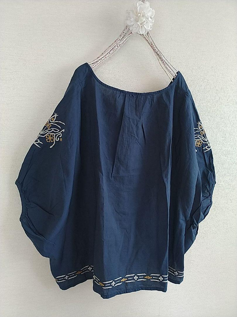 購入不可あっちゃん様専用 BLUE綿麻オリエンタル系刺繍が可愛いプルオーバー AK4Ib-m16365790429 新作入荷