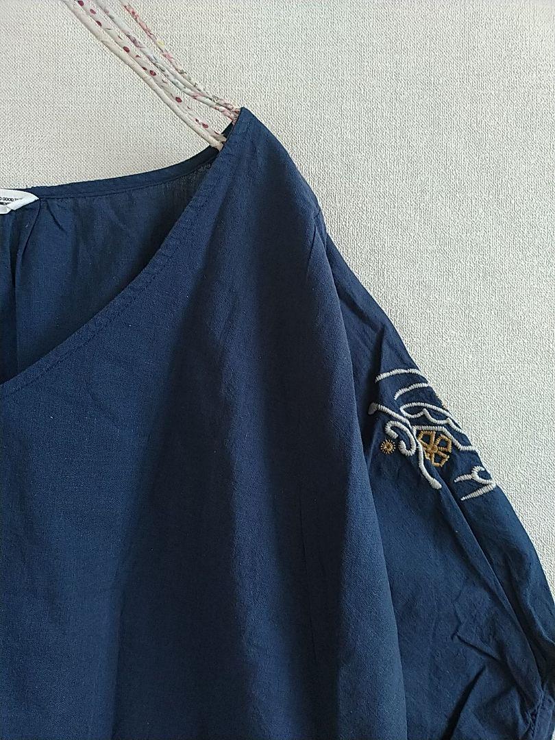 購入不可あっちゃん様専用 BLUE綿麻オリエンタル系刺繍が可愛いプルオーバー AK4Ib-m16365790429 新作入荷