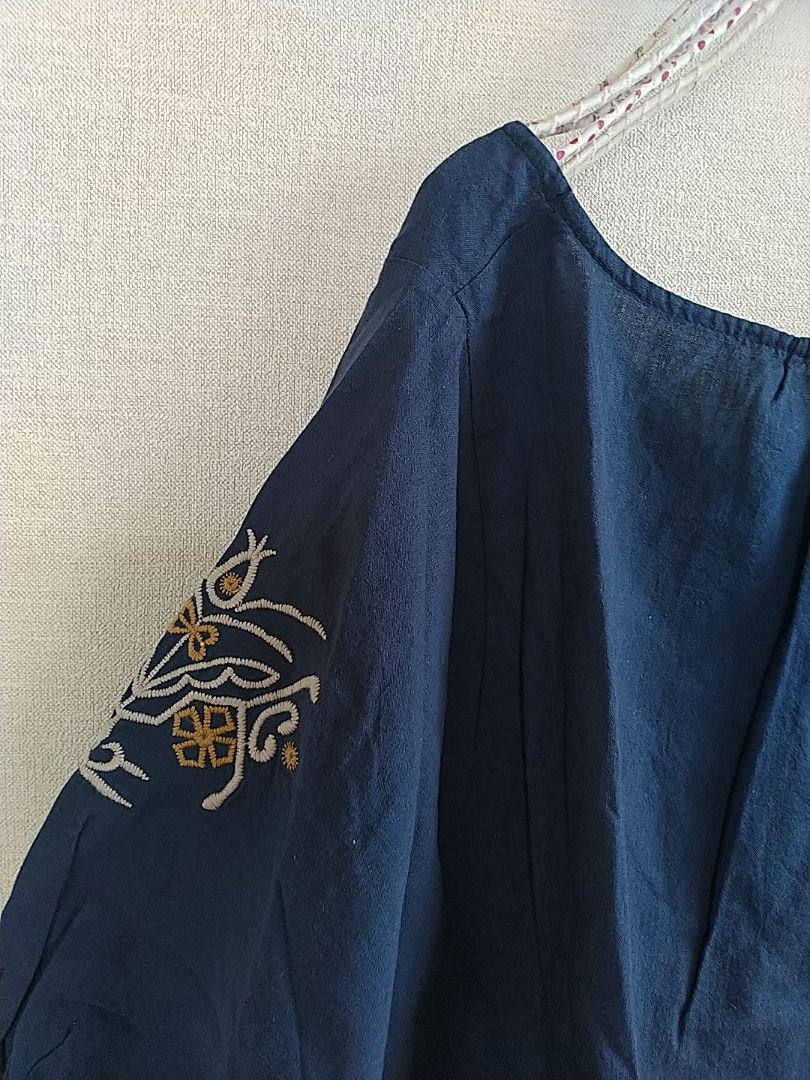 購入不可あっちゃん様専用 BLUE綿麻オリエンタル系刺繍が可愛いプルオーバー AK4Ib-m16365790429 新作入荷