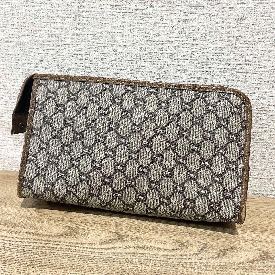 美品 GUCCI PLUS GGスプリーム クラッチバッグ セカンドバッグ グッチ/セカンドバッグ/クラッチ/GGスプリーム/PVC/ブラウン