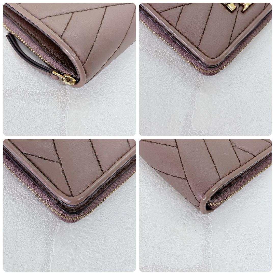 美品✨ トリーバーチ TORY BURCH ラウンドファスナー 折財布 金ロゴ