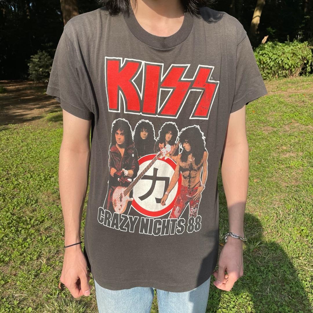キス 80s プリント 半袖 Tシャツ 黒 KISS KISS CRAZY NIGHTS 力