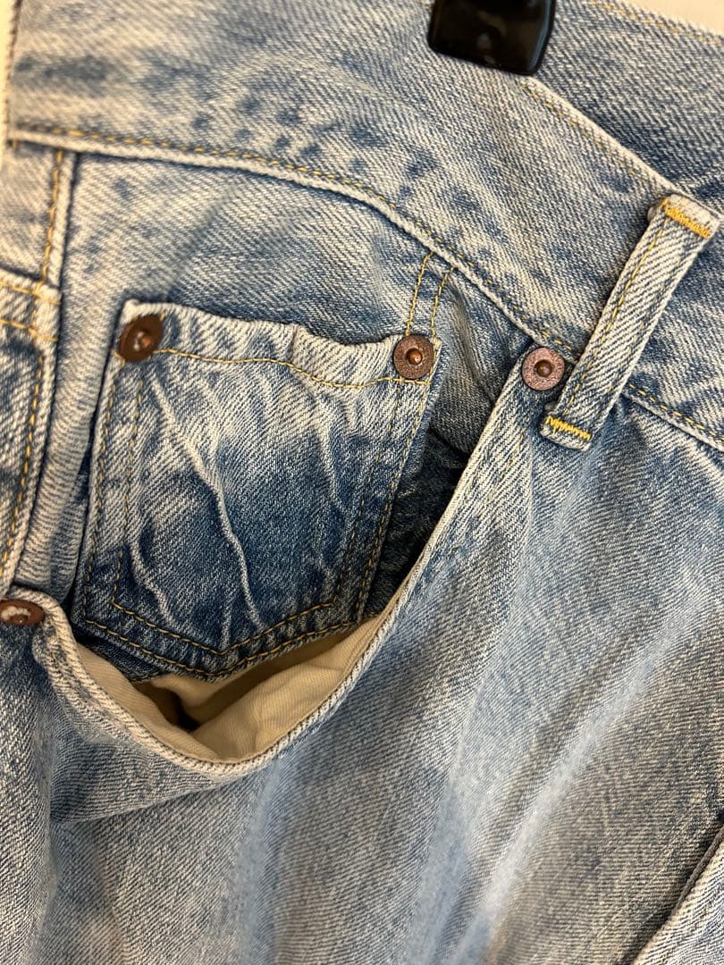 【COMOLI】  5 P BLEACH DENIM 21 ss 初期型L・ パンツ メンズ