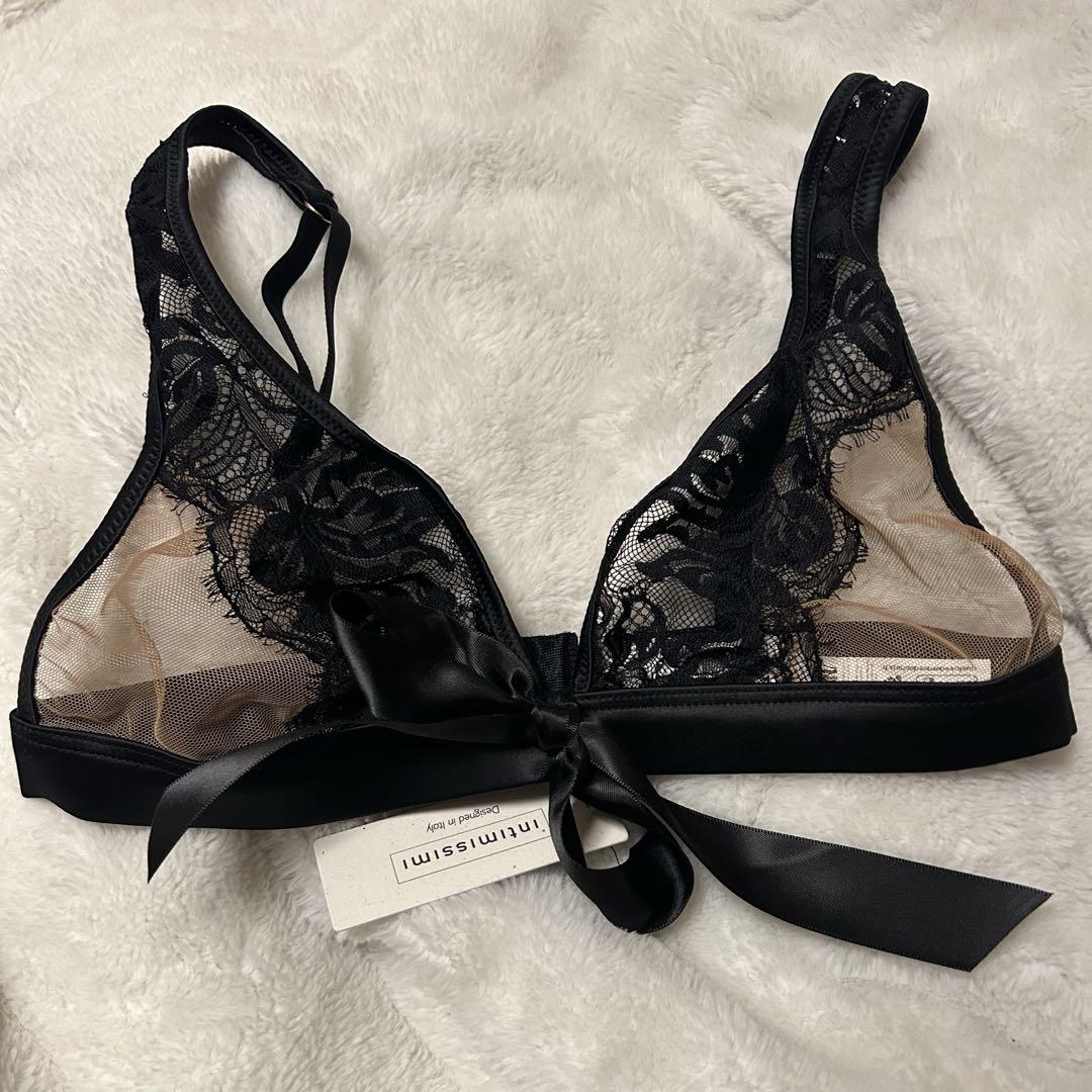 スーツ特別割引クーポン intimissimi ブラック レース トライアングルブラ&ショーツ 下着・アンダーウェア
