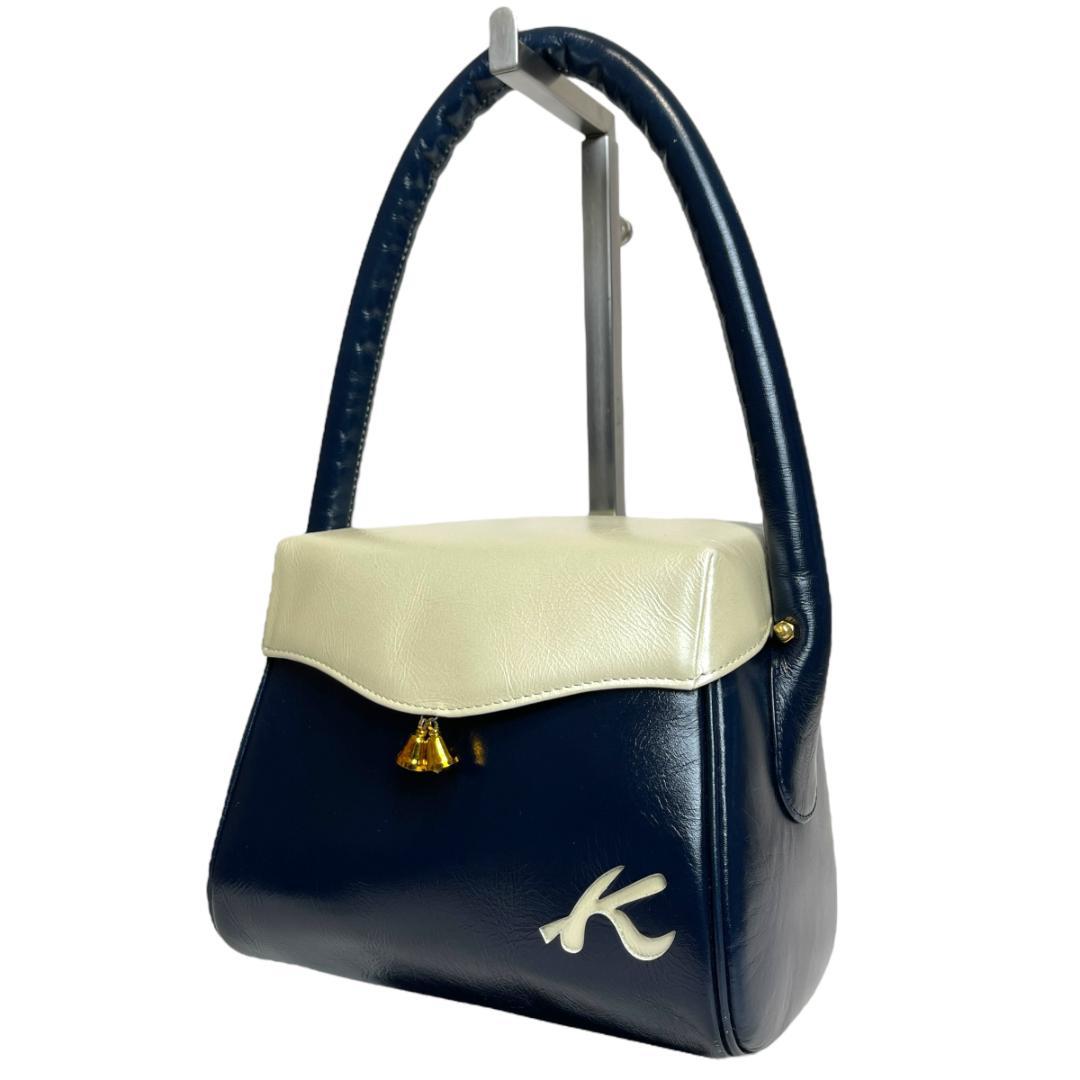 美品 KITAMURA 2807 ハンドバッグ バイカラー アクセサリーポーチ