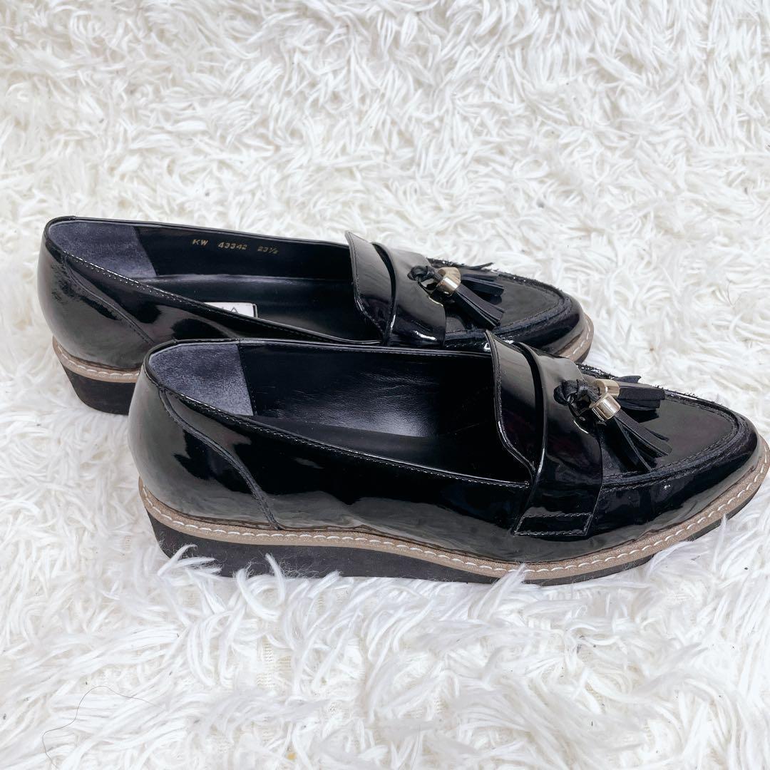 極美品✨DIANA ダイアナ タッセル ローファー 黒 エナメル 軽量 厚底