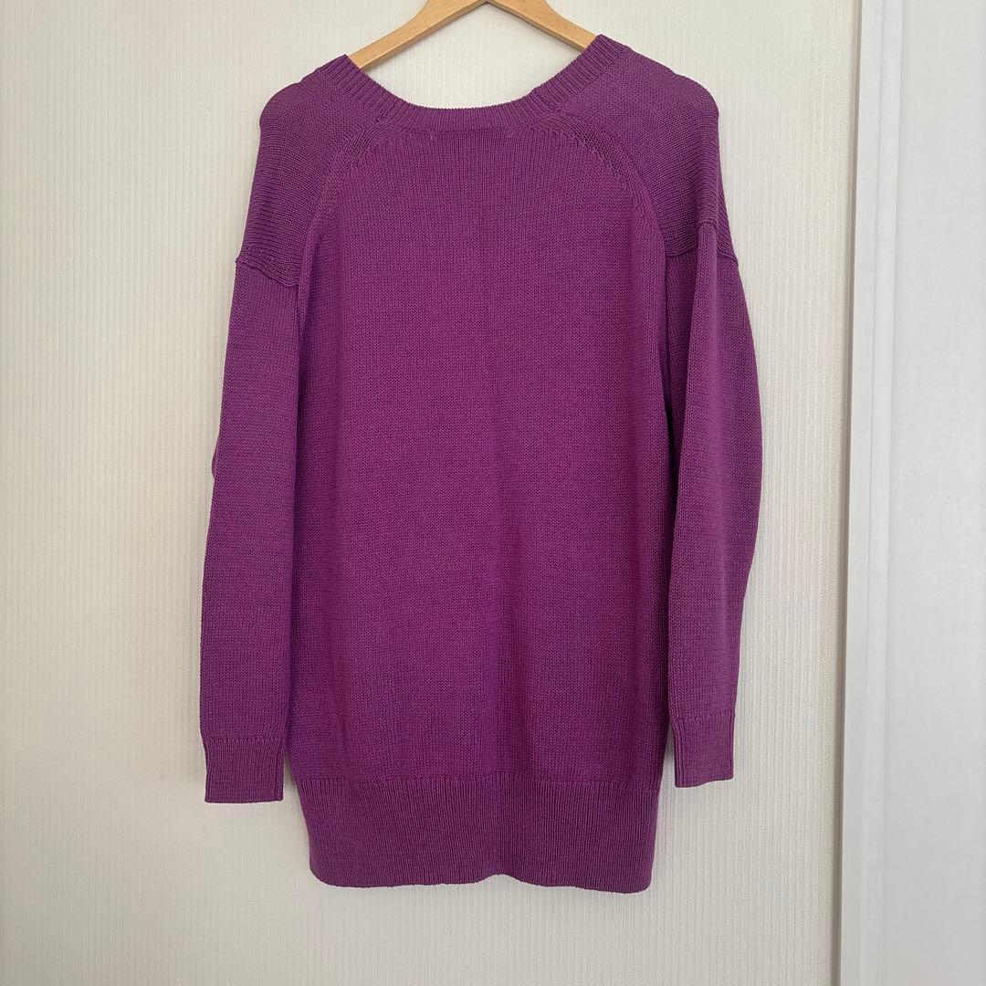 自由区　シルクコットンリリー Vネックカーディガン 38 パープル　新品