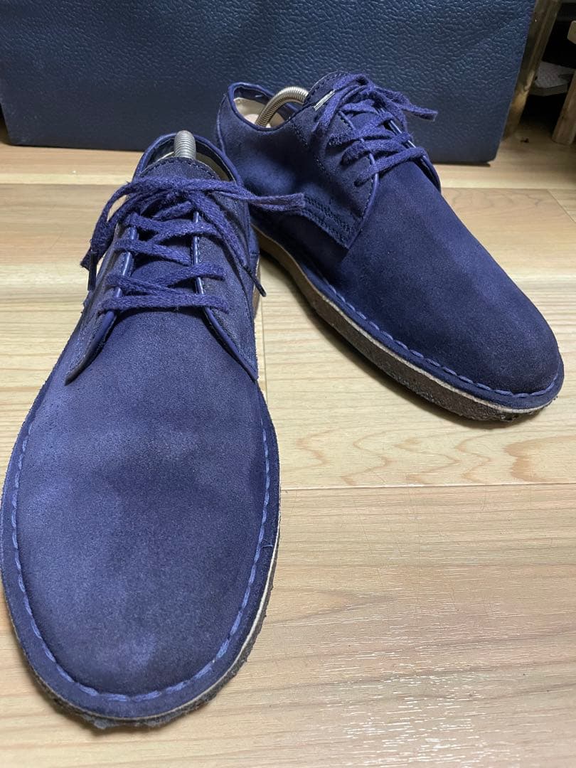 #正規品 Supreme u0026 Clarksネイビー スエード シューズ8-1/2