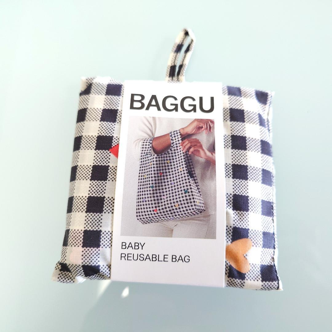 BAGGU ブラックギンガムチェックハート セット