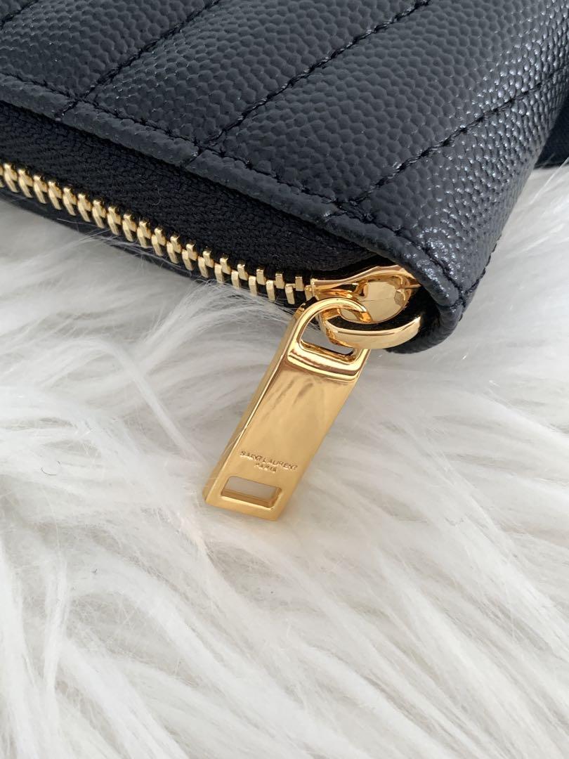 SAINT LAURENT 黒 レザー 長財布 YSL 小銭入れ カード